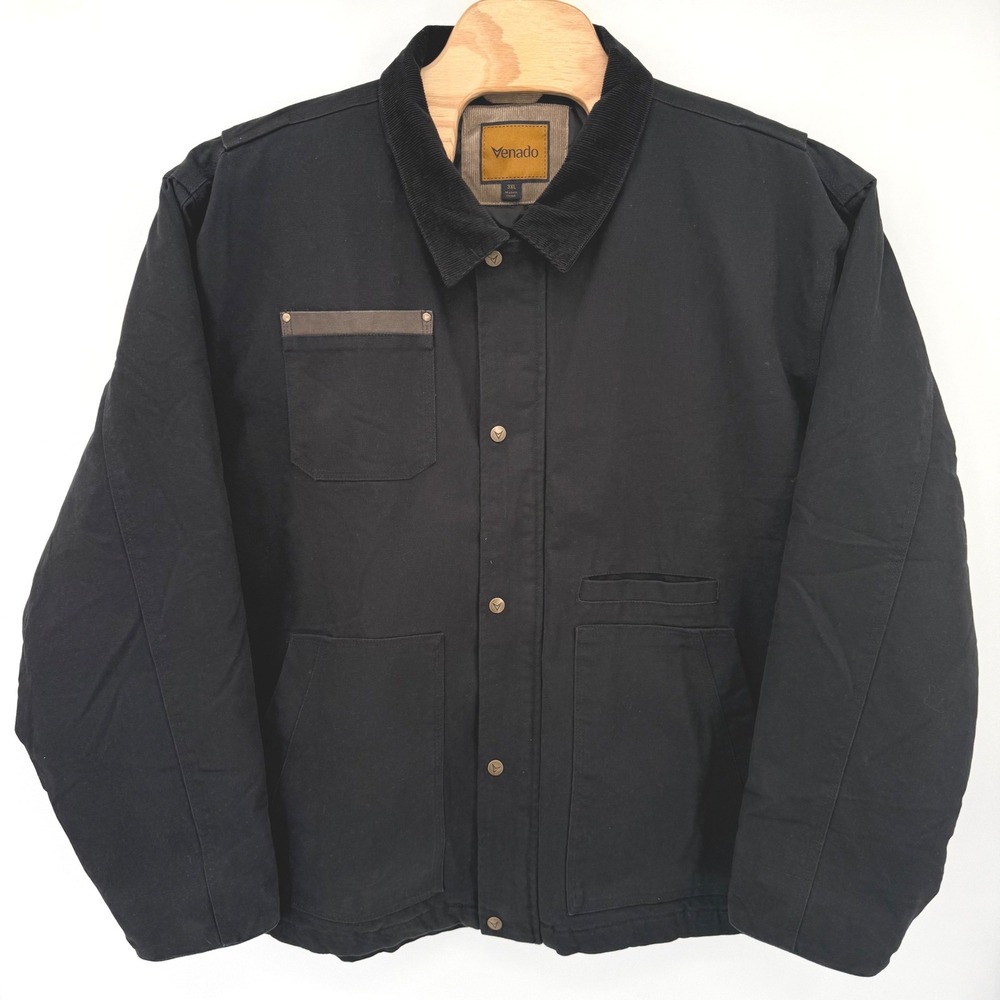 Venado Work Jacket Men 3XL Black Canvas Quilted Lined Concealed Carry Chore Coat